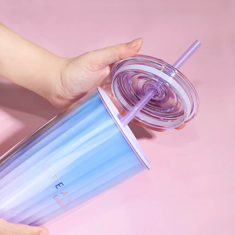 Ly Nhựa 2 Lớp LocknLock Kèm Ống Hút Dream Star Double Wall Cold Cup 750ml - 2 Màu (Xanh Dương, Tím) - HAP522BLU, HAP522VOL image number null